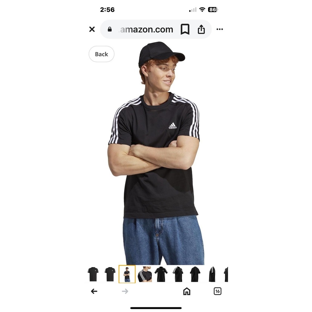 Adidas Black T Shirt 3 White Stripes On Shoulder Logo On Right Chest Moisture Wi